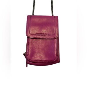 American Leather Co. Platt
Small Leather Chain Crossbody Mini Bag Pink Mulberry
